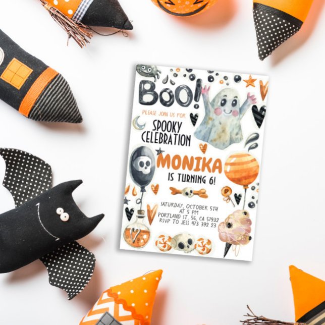 Halloween Spooky Ghost Birthday-inbjudan Inbjudningar (Skapare uppladdad)