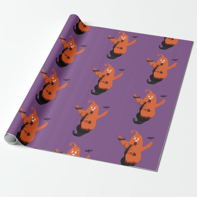 Halloween Spooky Ghost Wrapping Papper Presentpapper (Utrullad)