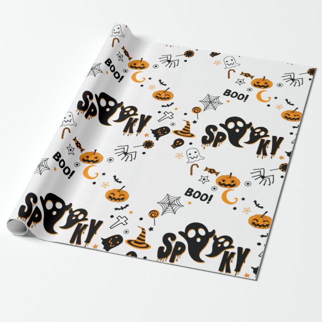 Halloween Spooky Ghost Wrapping Papper Presentpapper (Utrullad)