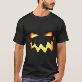 Halloween Spooky Glowing Pumpkin Ansikte Black T Shirt