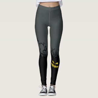 Halloween Spooky Graveyard Jack-O-Lantern Leggings