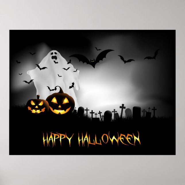 Halloween Spooky Graveyard Scene Poster (Framsidan)