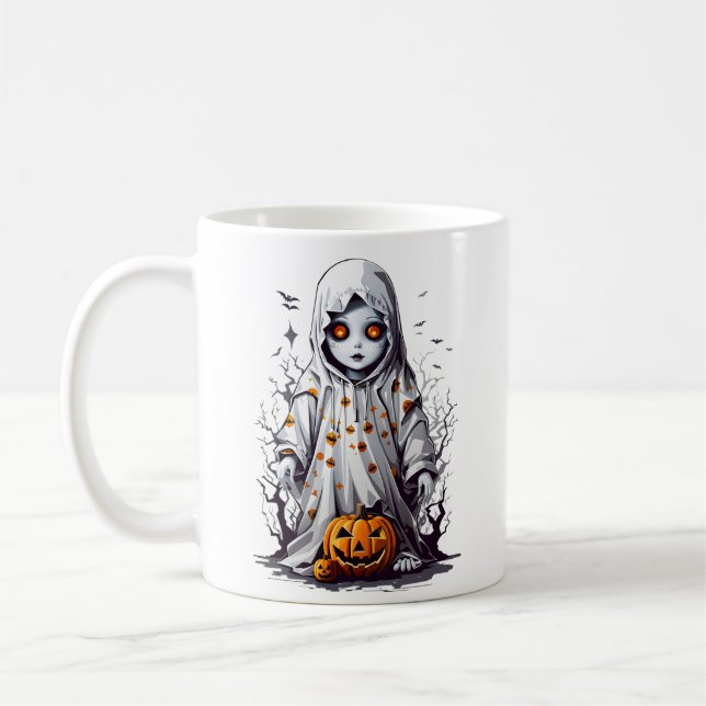 Halloween Spooky Haunted Eerie Doll Kaffemugg (Vänster)