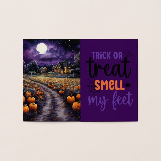 Halloween Spooky Haunted Town Nght Folierat Kort (Insida)