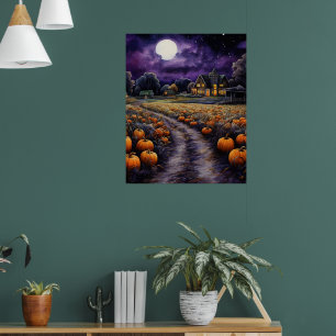 Halloween Spooky Haunted Town Nght Poster
