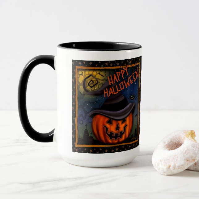 Halloween Spooky Jack o lantern Anpassade Mugg (Med munk)
