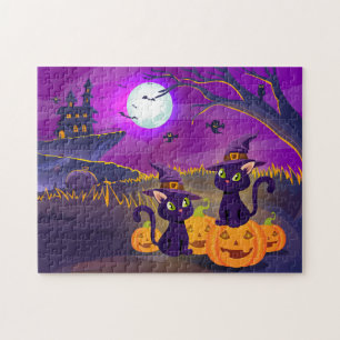 Halloween Spooky Kattunge Jigszle Puzzle Pussel