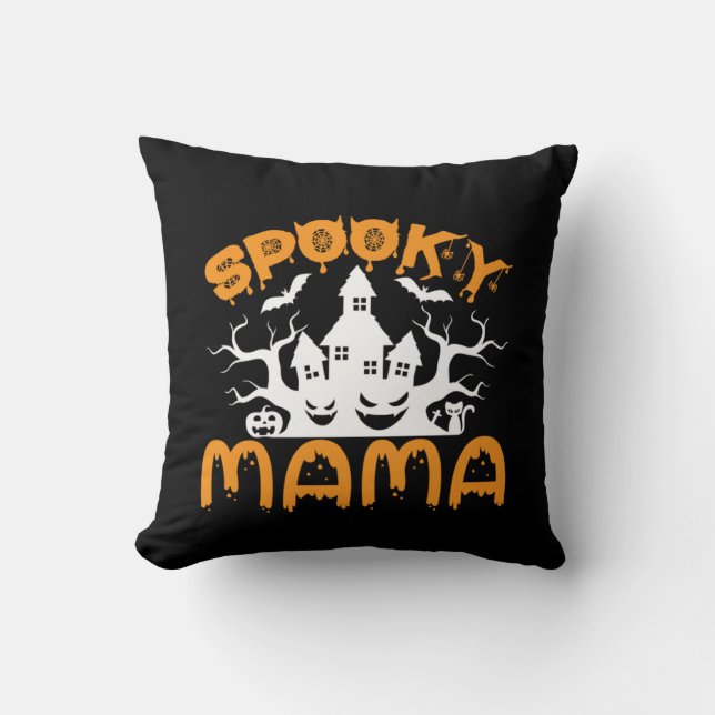 Halloween Spooky Mamma Birthday Kudde (Framsida)
