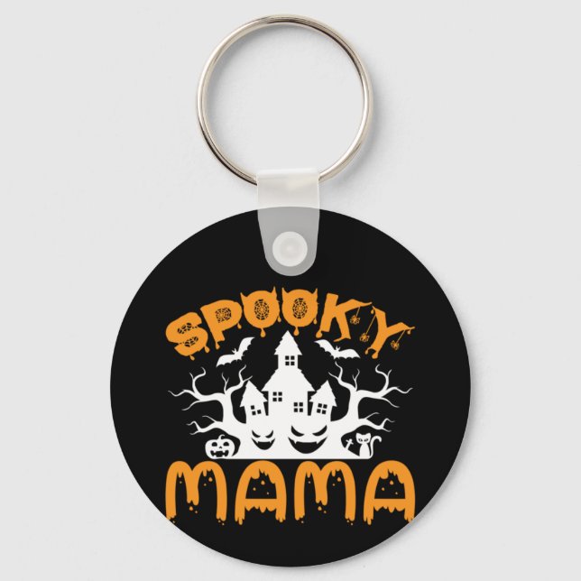 Halloween Spooky Mamma Birthday Nyckelring (Framsida)