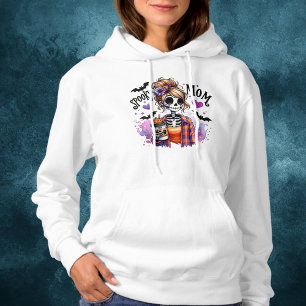 Halloween Spooky Mamma Skeleton Messy Bun Anpassni T Shirt