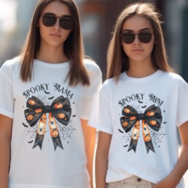 Halloween Spooky Mamma svart Bow Coquette T Shirt
