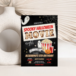 Halloween Spooky Movie Night Födelsedagsfest Inbjudningar