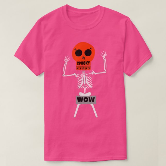 Halloween Spooky Night Modig Skeleton Wow T Shirt (Design framsida)