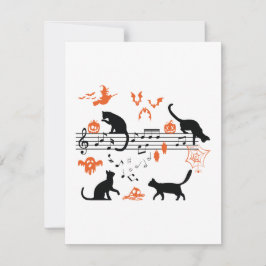 Halloween Spooky och Scary Cats Play Music Note