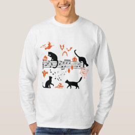Halloween Spooky och Scary Cats Play Music Note T Shirt