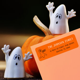 Halloween Spooky Orange Party Mail Returadress Etikett
