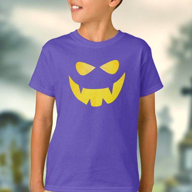 Halloween Spooky Pumpkin Ansikte Kids T-Shirt (Boo! A not so scary pumpkin face shirt for your Halloween shenanigans )