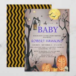 Halloween Spooky Pumpkin Baby Shower Inbjudningar