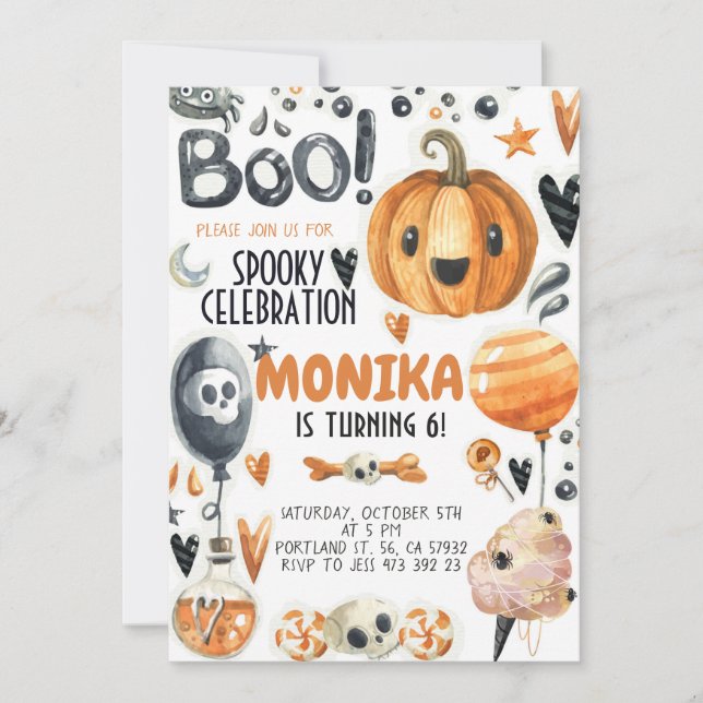 Halloween Spooky Pumpkin Birthday-inbjudan  Inbjudningar (Framsida)