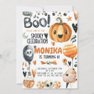 Halloween Spooky Pumpkin Birthday-inbjudan Inbjudningar