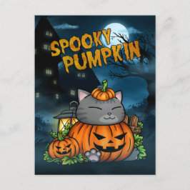 Halloween Spooky Pumpkin Cat Helg Vykort