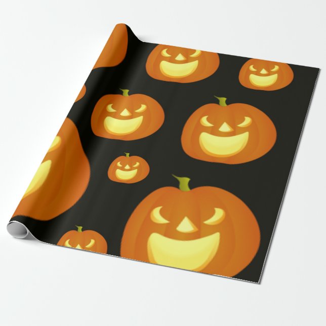 Halloween Spooky Pumpkin Presentpapper (Utrullad)