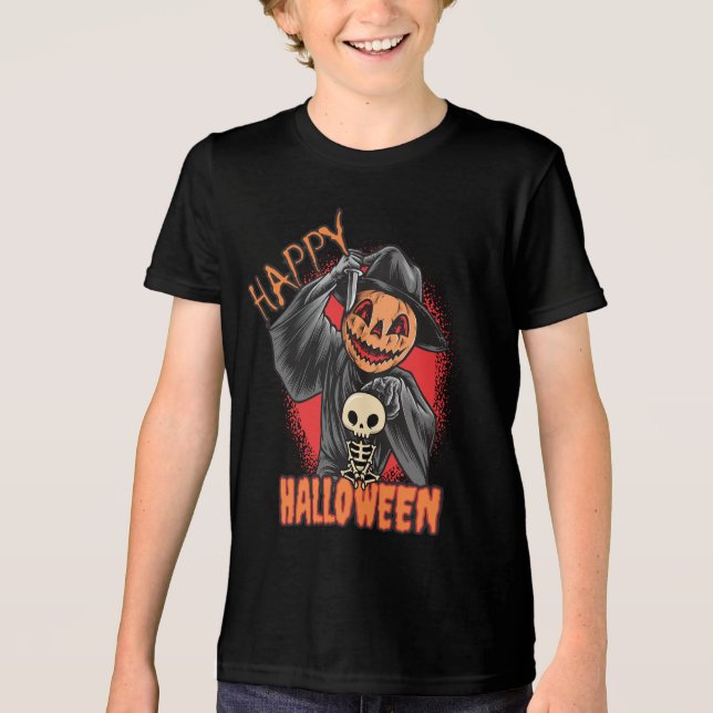 Halloween Spooky Pumpkin T Shirt (Framsida)