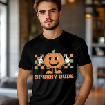 Halloween Spooky, Pumpkin T Shirt<br><div class="desc">Halloween Spooky Killen Pumpkin Tri-Blend Shirt har texten "Spooky Boy" i modern manustypografi med en leende pumpa på en oranges- och gröntens schackbrädesbakgrund. Perfekt för land Halloween fest och firande. Skapat av Evco Studio www.zazzle.com/store/evcostudio</div>