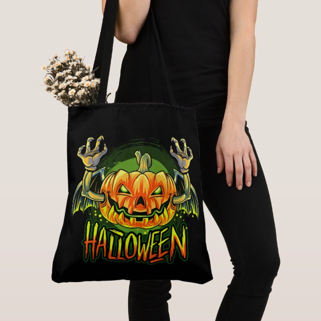 Halloween Spooky Pumpkin Tygkasse (Närbild)