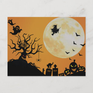 Halloween Spooky Roligt Vykort