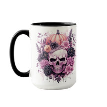 Halloween Spooky Rosa Skull Mugg