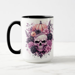 Halloween Spooky Rosa Skull Mugg