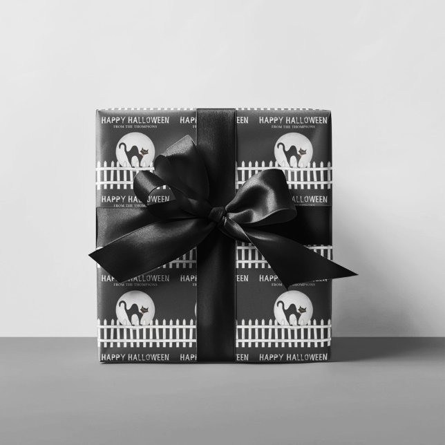 Halloween Spooky Scary Haunted House Witch Wrappin Presentpapper (Halloween spooky black cat wrapping paper. )
