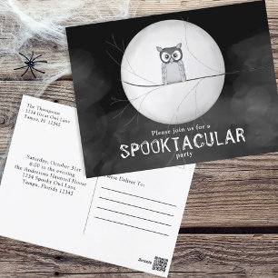 Halloween Spooky Scary Uggla Whimsical Party Vykort