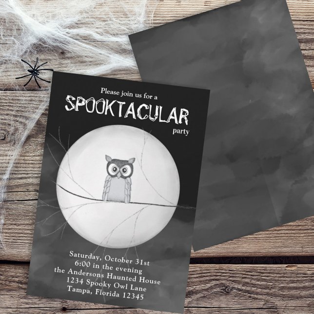 Halloween Spooky Scary Uggla Whimsical Spooktacula Inbjudningar (Skapare uppladdad)