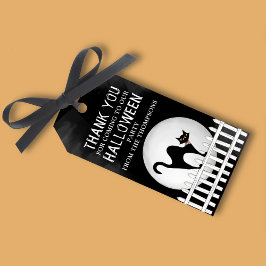 Halloween Spooky Scary Whimsical Black Cat Presentetikett