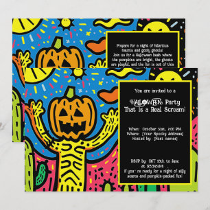 Halloween Spooky Scribble Shindig Inbjudningar