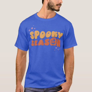 Halloween Spooky Season Vågigt Retro Tet med pumpk T Shirt