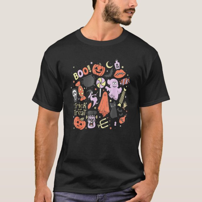 Halloween Spooky Season Witch Ghost Posts T Shirt (Framsida)