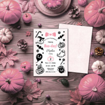 Halloween Spooky Simple Rosa Ribbon Girl Birthday