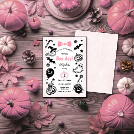 Halloween Spooky Simple Rosa Ribbon Girl Birthday Inbjudningar