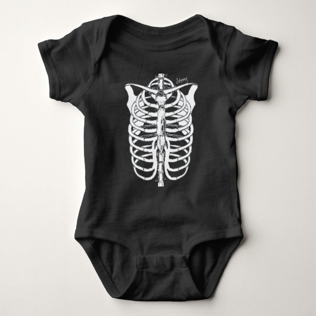 Halloween Spooky Skeleton Baby Newborn Cute T Shirt (Framsida)