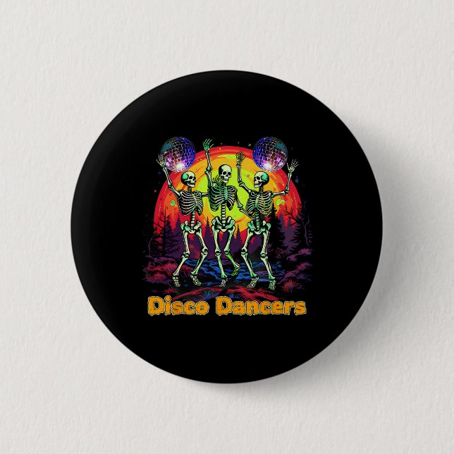 Halloween Spooky Skeleton Disco Dancers Dancing Knapp (Framsida)