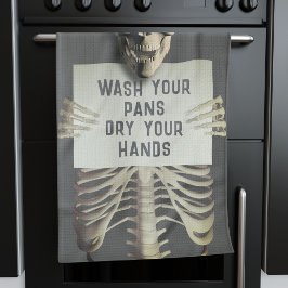 Halloween Spooky Skeleton Funny Tvätta dina prans Kökshandduk