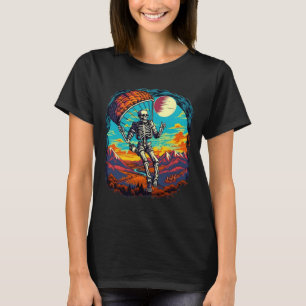 Halloween Spooky Skeleton Paragliding Skydiving T Shirt