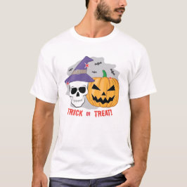 Halloween Spooky Skull och Pumpkin - Trick eller T T Shirt