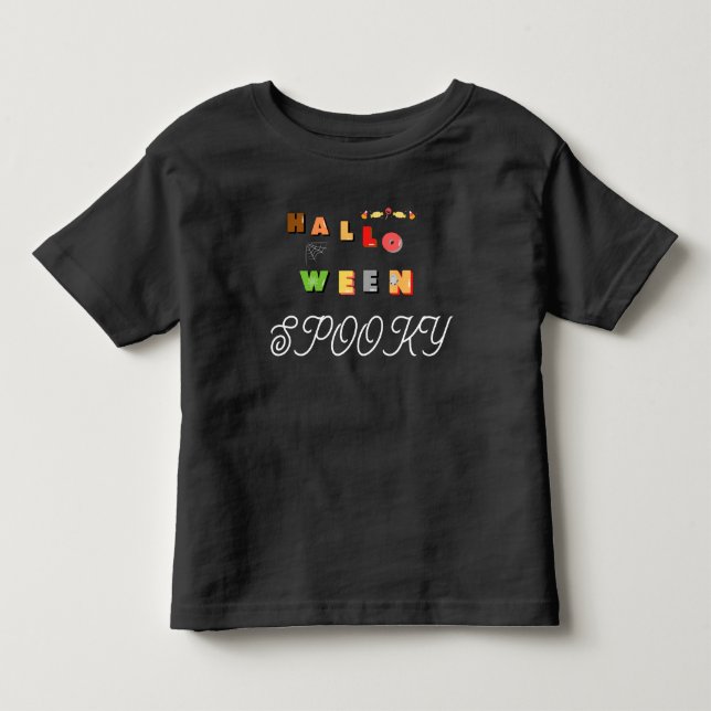 Halloween Spooky Småbarn Black T Shirt (Framsida)
