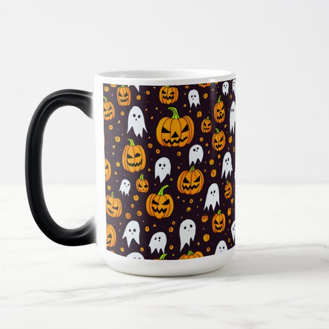 Halloween: Spooky Smiles och Pumpkin Friends Magisk Mugg (Vänster)