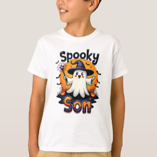 Halloween Spooky Son Ghost med Witch Hat T Shirt