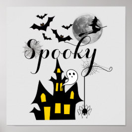 Halloween Spooky Spider fladdermus häxa hemsökt hu Poster